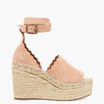 Lauren scalloped suede espadrille wedge sandals - Endless - UAE Rental and Resale for Women's Fashion