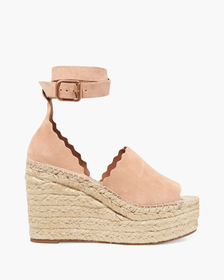 Lauren scalloped suede espadrille wedge sandals - Endless - UAE Rental and Resale for Women's Fashion