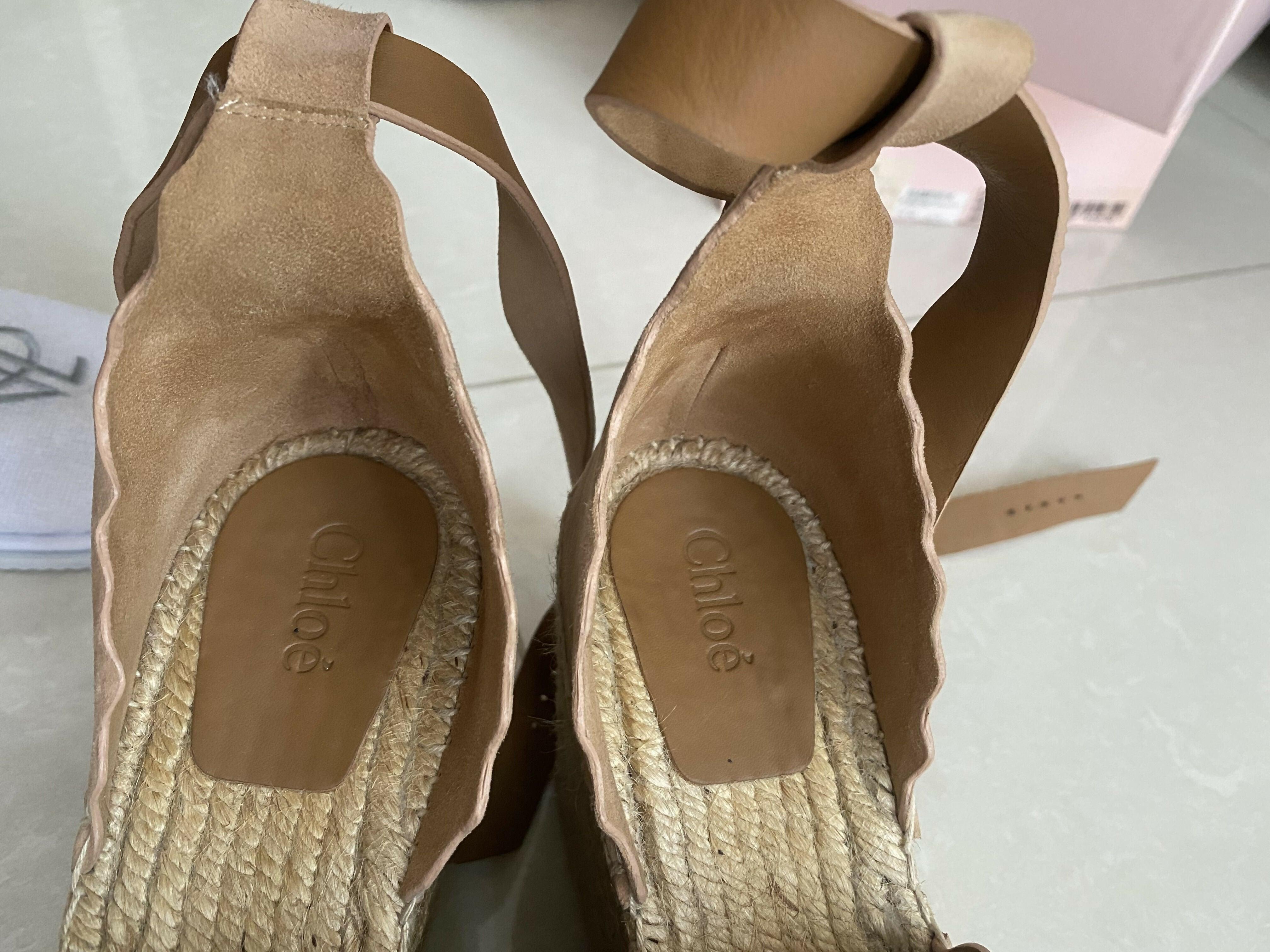 Lauren scalloped suede espadrille wedge sandals - Endless - UAE Rental and Resale for Women's Fashion