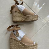 Lauren scalloped suede espadrille wedge sandals - Endless - UAE Rental and Resale for Women's Fashion