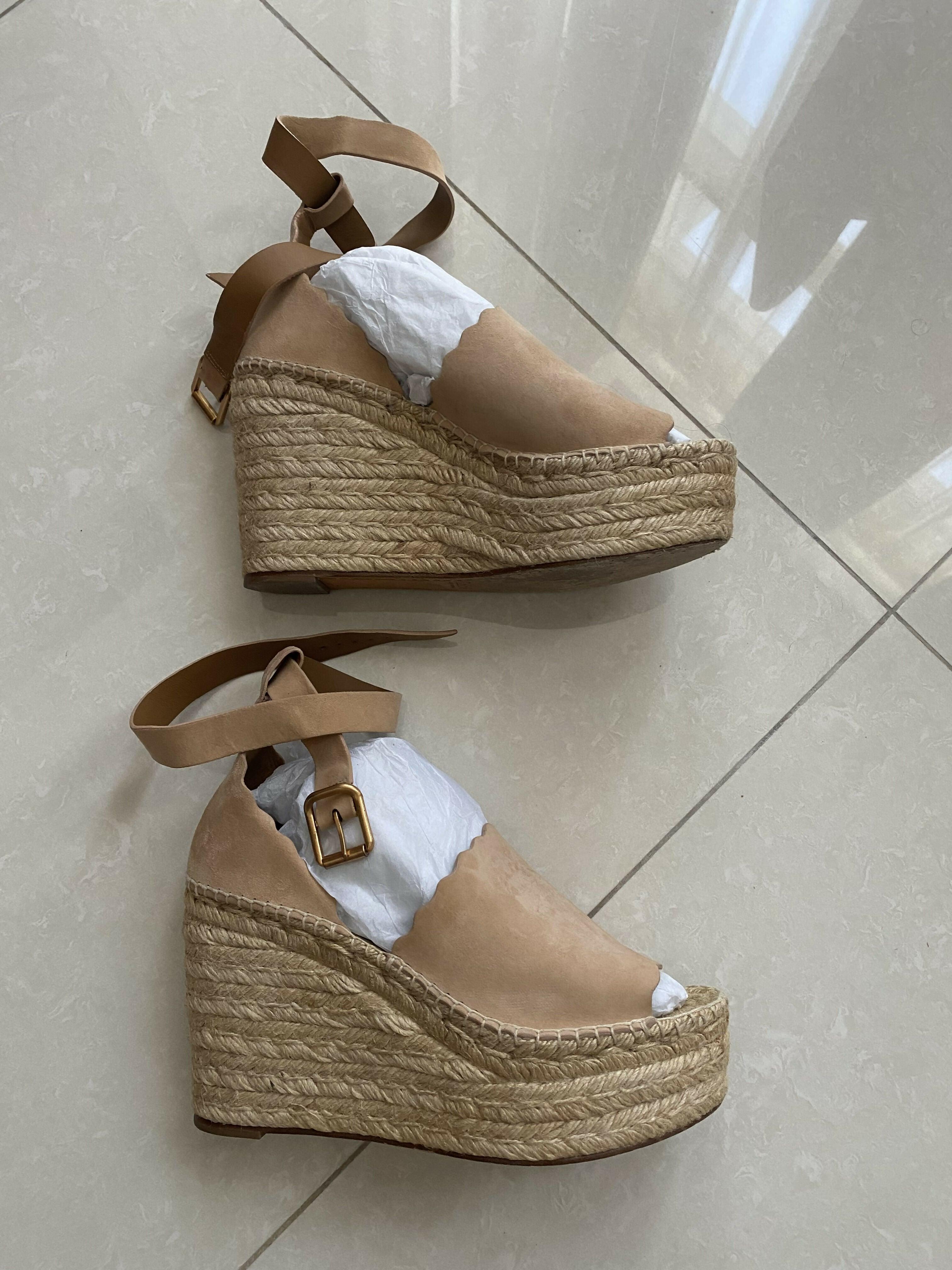 Lauren scalloped suede espadrille wedge sandals - Endless - UAE Rental and Resale for Women's Fashion