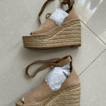 Lauren scalloped suede espadrille wedge sandals - Endless - UAE Rental and Resale for Women's Fashion