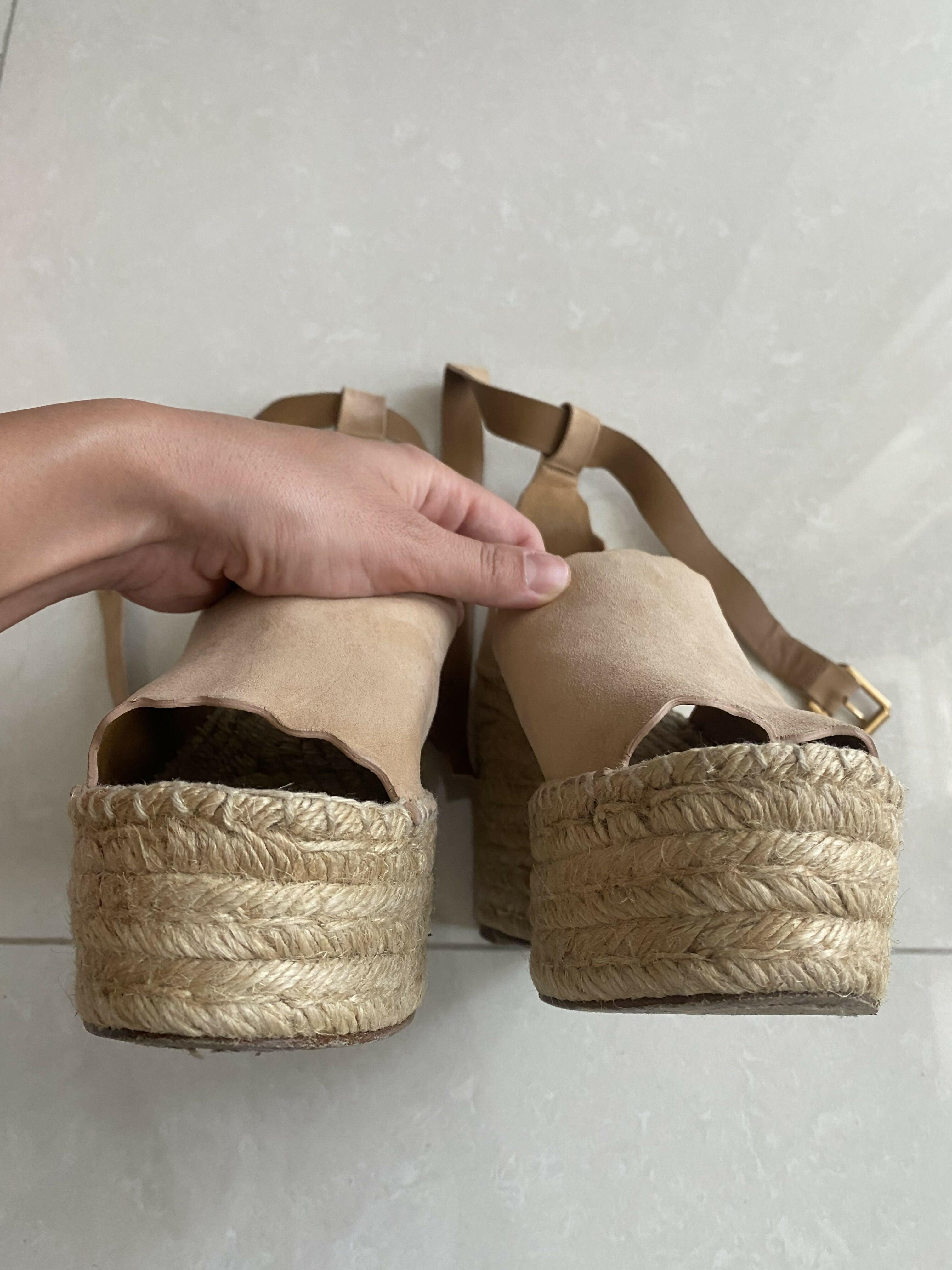 Lauren scalloped suede espadrille wedge sandals - Endless - UAE Rental and Resale for Women's Fashion