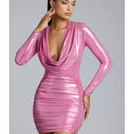 Layla Long Sleeve Metallic Jersey Mini Dress - Endless - UAE Rental and Resale for Women's Fashion