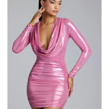Layla Long Sleeve Metallic Jersey Mini Dress - Endless - UAE Rental and Resale for Women's Fashion