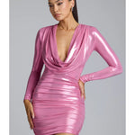 Layla Long Sleeve Metallic Jersey Mini Dress - Endless - UAE Rental and Resale for Women's Fashion