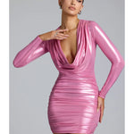 Layla Long Sleeve Metallic Jersey Mini Dress - Endless - UAE Rental and Resale for Women's Fashion