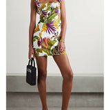 Ruffled Printed Linen-blend Mini Dress