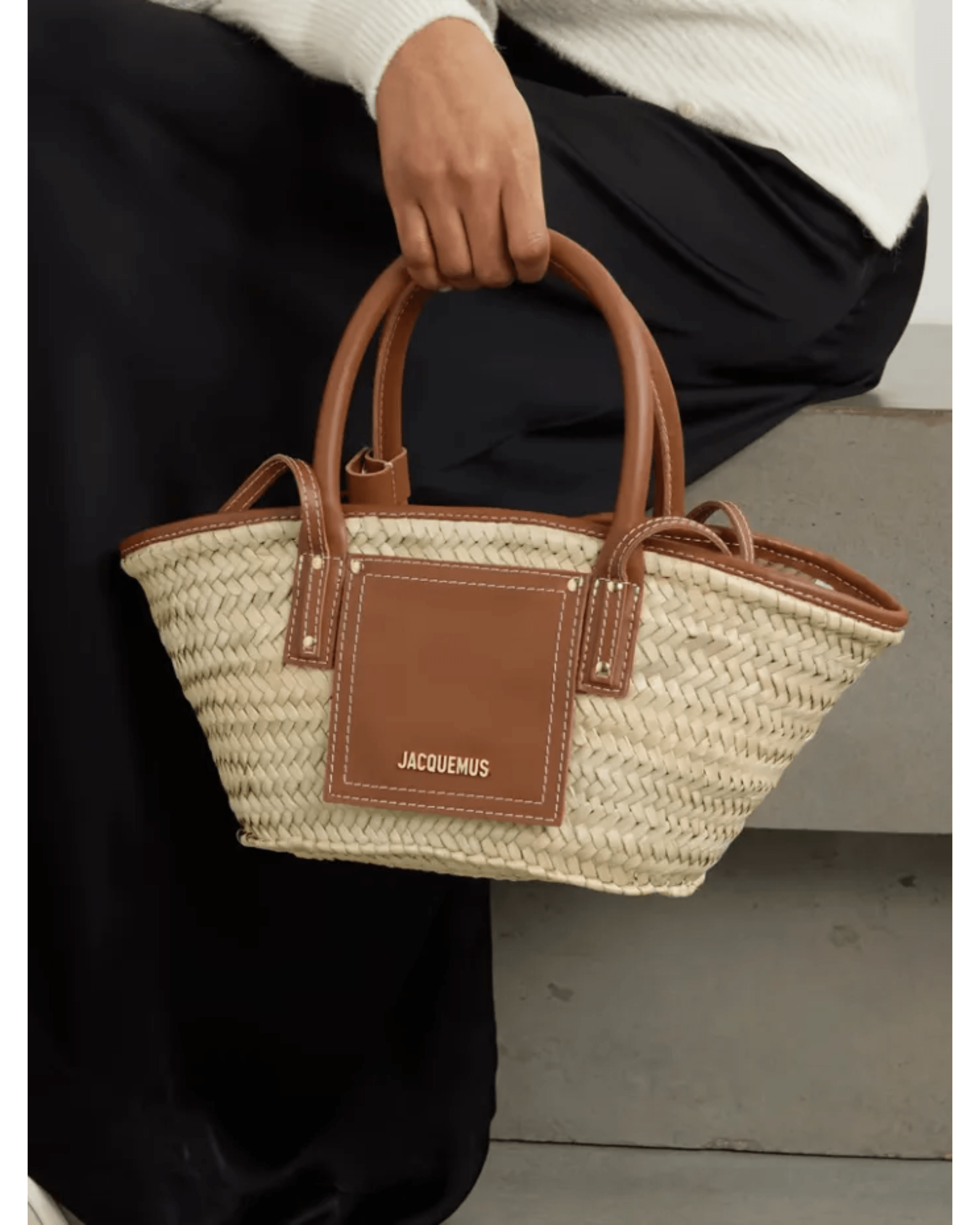 Le Petit Panier Soli Leather-Trimmed Raffia - Endless - UAE Rental and Resale for Women's Fashion
