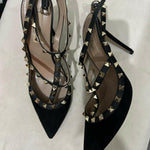Leather Rockstud Pointed Toe Ankle Strap Sandals - Endless - UAE Rental and Resale for Women's Fashion