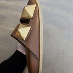 Leather Slip On Slide Sandals - Endless - UAE Rental and Resale for Women's Fashion