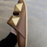 Leather Slip On Slide Sandals - Endless - UAE Rental and Resale for Women's Fashion