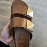 Leather Slip On Slide Sandals - Endless - UAE Rental and Resale for Women's Fashion