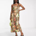 Leopard Print Satin Midi Dress - Endless - UAE Rental and Resale for Women's Fashion