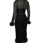 Lianna Black Velvet Midi Dress - Endless - UAE Rental and Resale for Women's Fashion