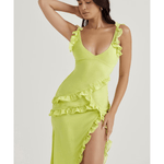 Lime Ruffle Maxi Dress - Endless - UAE Rental and Resale for Women's Fashion