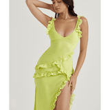 Lime Ruffle Maxi Dress - Endless - UAE Rental and Resale for Women's Fashion