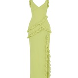 Lime Ruffle Maxi Dress - Endless - UAE Rental and Resale for Women's Fashion