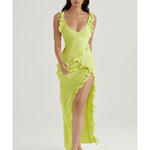 Lime Ruffle Maxi Dress - Endless - UAE Rental and Resale for Women's Fashion