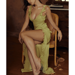 Lime Ruffle Maxi Dress - Endless - UAE Rental and Resale for Women's Fashion
