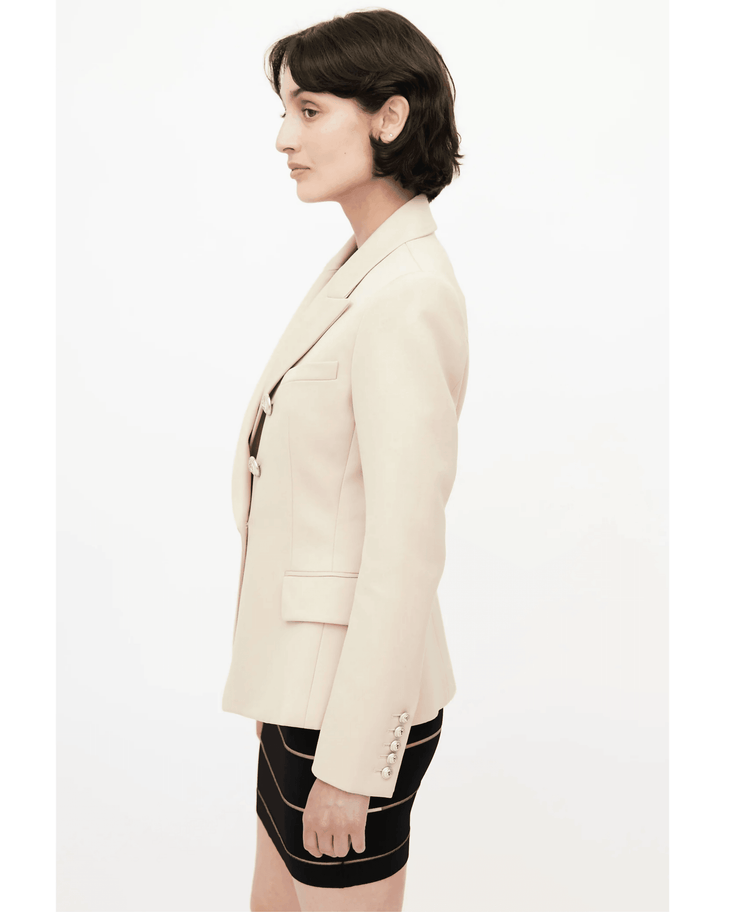 Lined-Breasted Classic Blazer in Beige Wool - Endless - UAE Rental and Resale for Women's Fashion