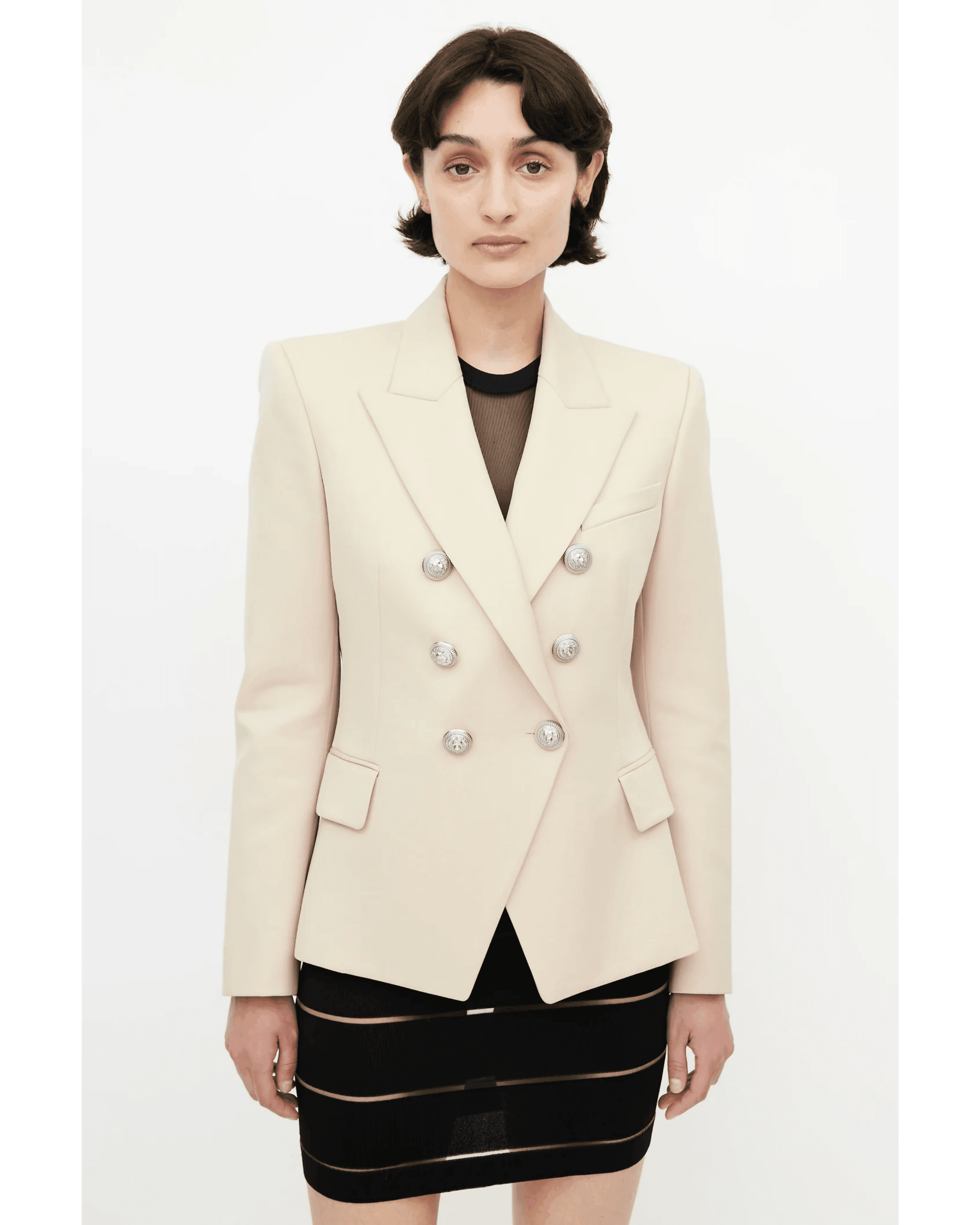 Lined-Breasted Classic Blazer in Beige Wool - Endless - UAE Rental and Resale for Women's Fashion