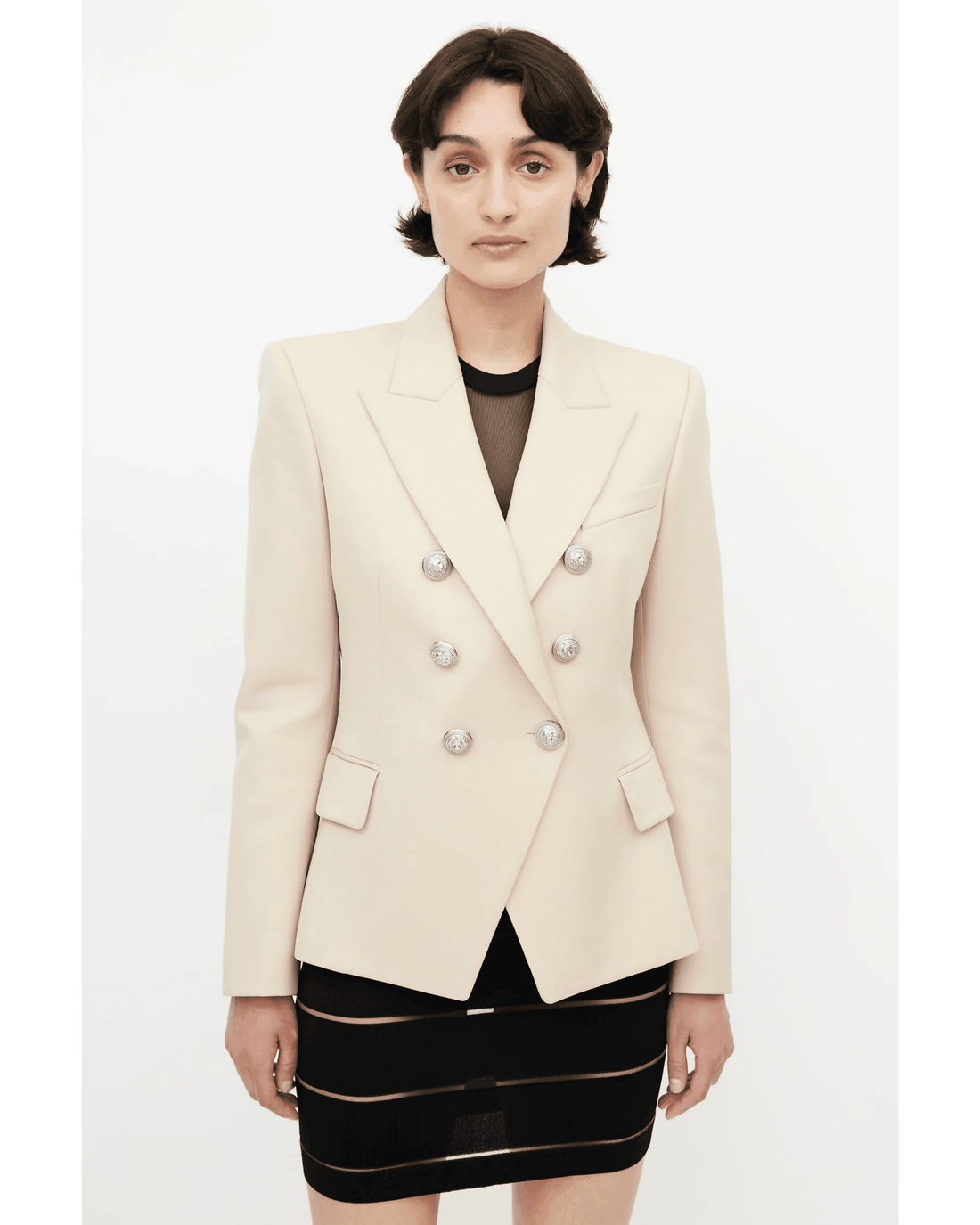 Lined-Breasted Classic Blazer in Beige Wool - Endless - UAE Rental and Resale for Women's Fashion