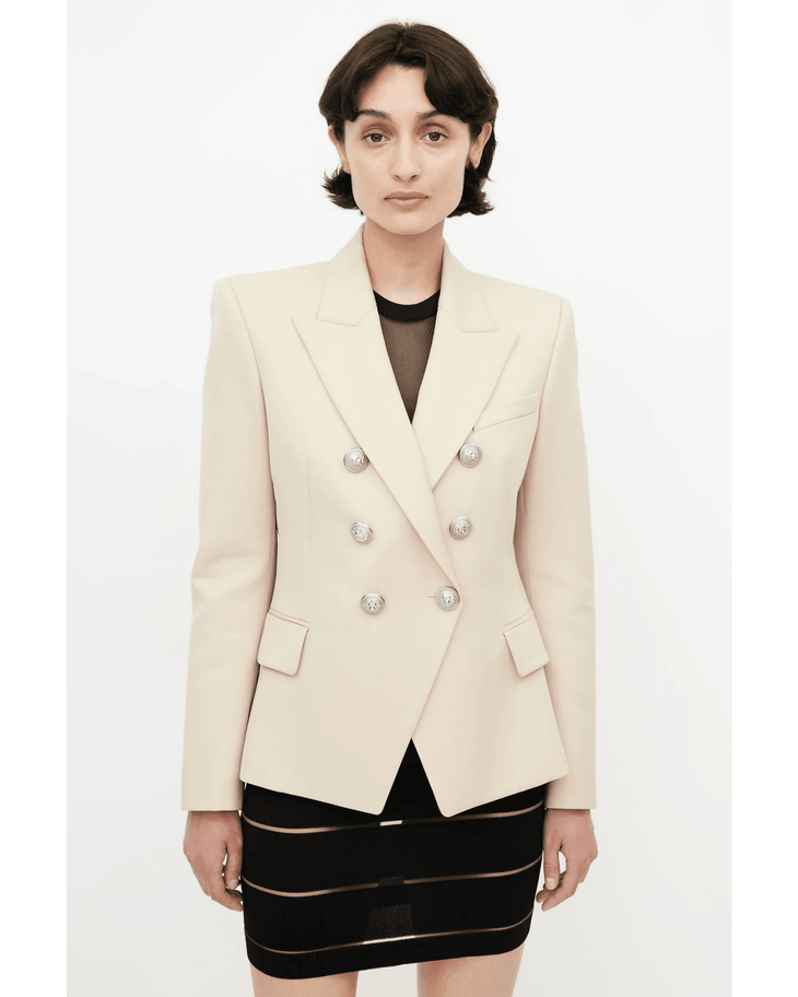 Lined-Breasted Classic Blazer in Beige Wool - Endless - UAE Rental and Resale for Women's Fashion