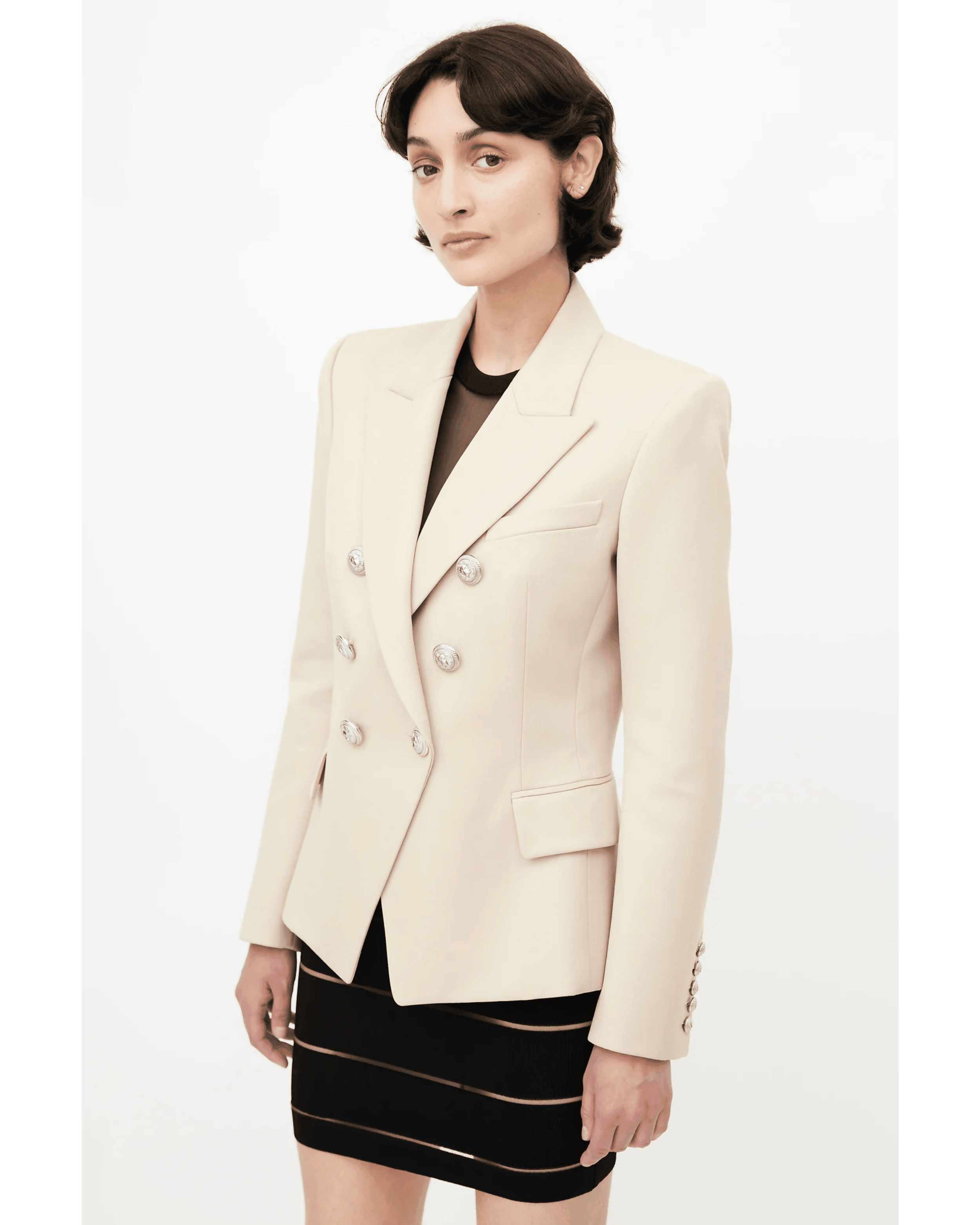 Lined-Breasted Classic Blazer in Beige Wool - Endless - UAE Rental and Resale for Women's Fashion
