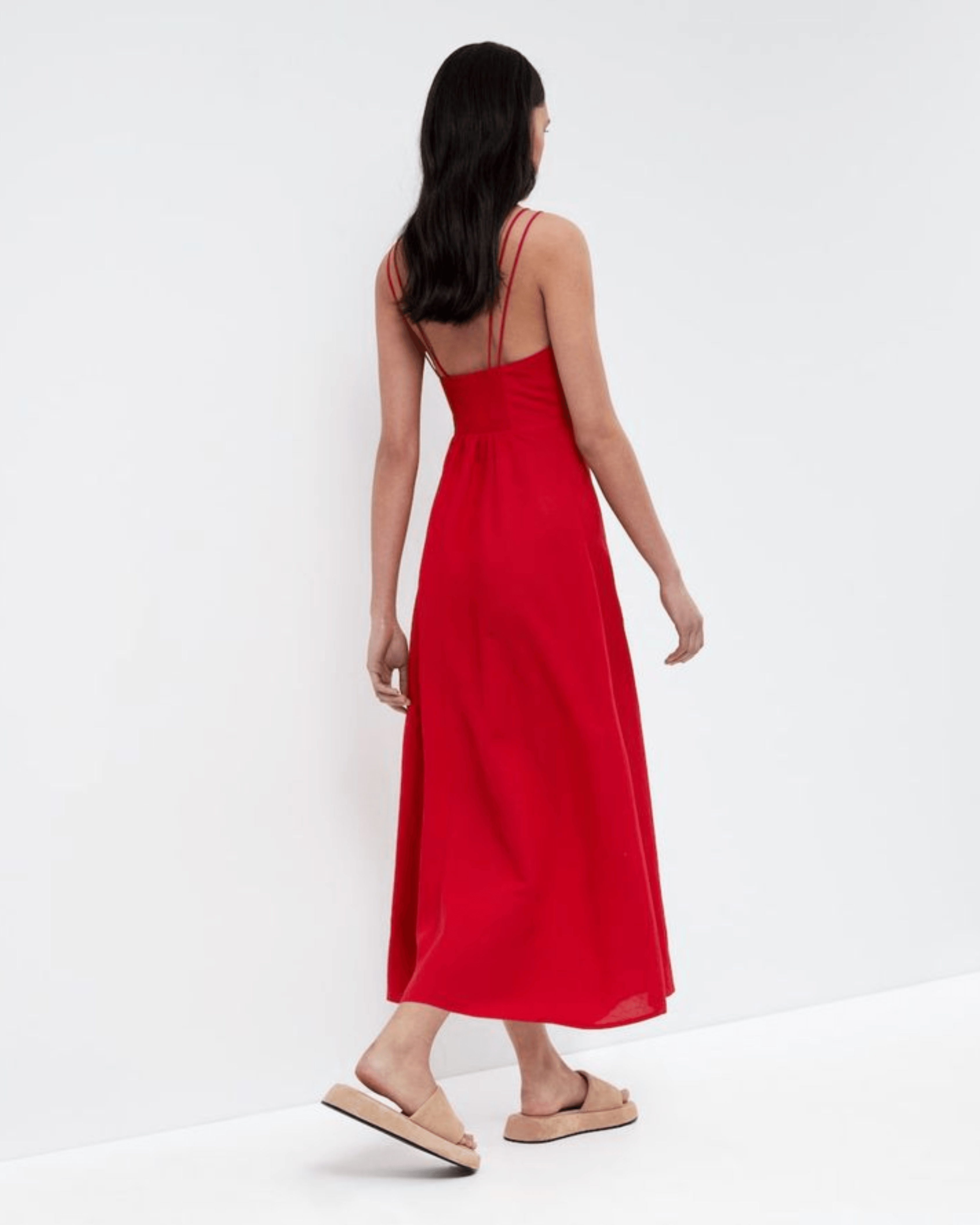 Linen Strappy Midi Dress - Endless - UAE Rental and Resale for Women's Fashion