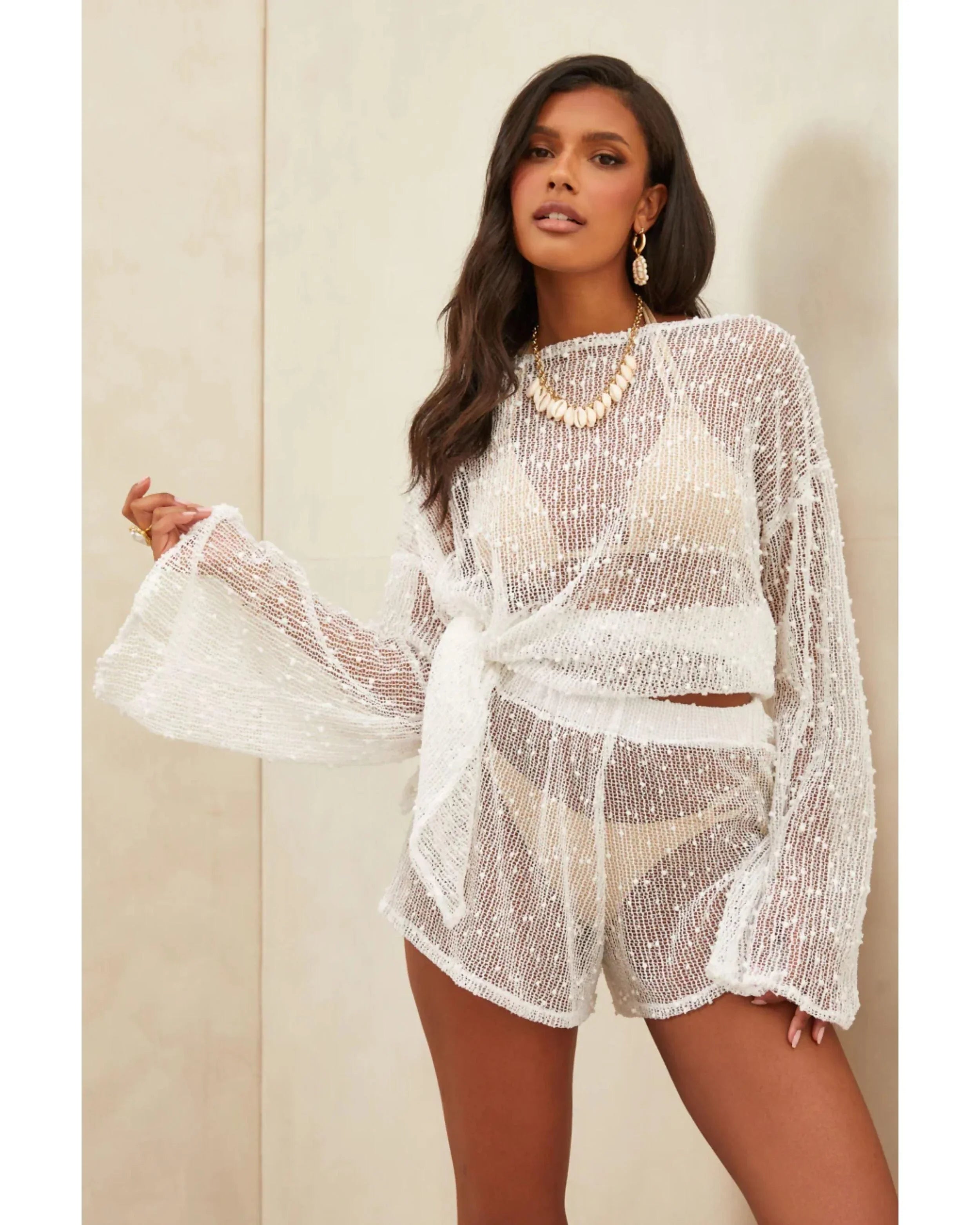 Litore Knitted Long Top White - Endless - UAE Rental and Resale for Women's Fashion