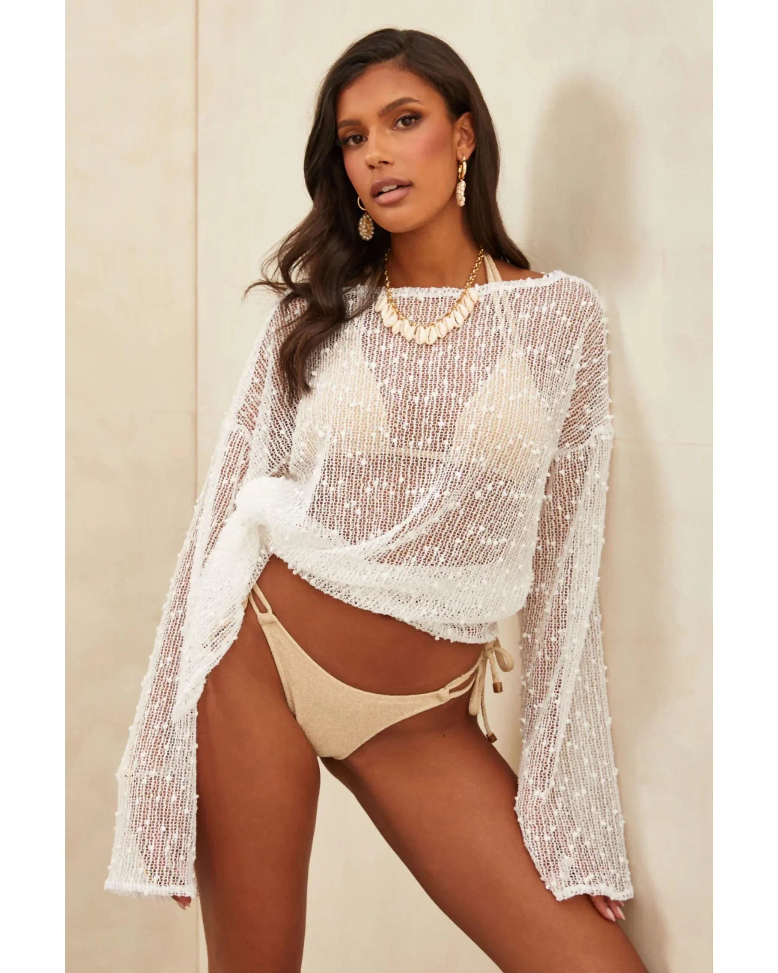 Litore Knitted Long Top White - Endless - UAE Rental and Resale for Women's Fashion