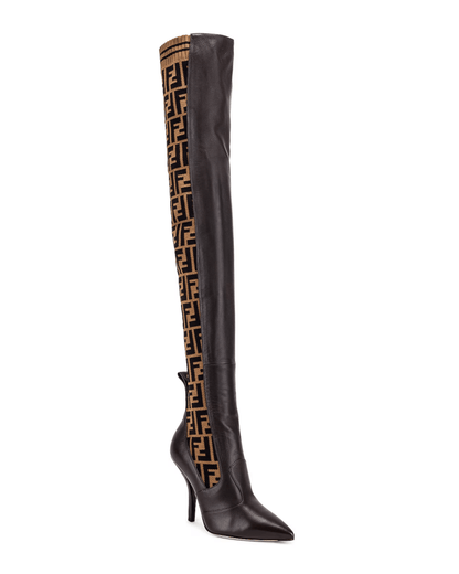 Logo Over The Knee Heel Boots - Endless