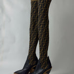 Logo Over The Knee Heel Boots - Endless - UAE Rental and Resale for Women's Fashion