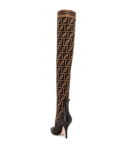 Logo Over The Knee Heel Boots - Endless