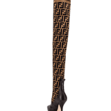 Logo Over The Knee Heel Boots - Endless - UAE Rental and Resale for Women's Fashion