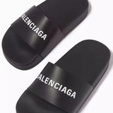 Logo Pool Slides in Black & White - Endless - UAE Rental and Resale for Women's Fashion