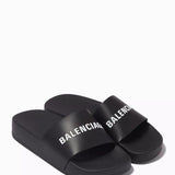 Logo Pool Slides in Black & White - Endless - UAE Rental and Resale for Women's Fashion