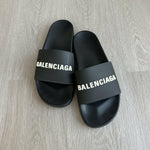 Logo Pool Slides in Black & White - Endless - UAE Rental and Resale for Women's Fashion