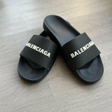 Logo Pool Slides in Black & White - Endless - UAE Rental and Resale for Women's Fashion