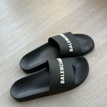 Logo Pool Slides in Black & White - Endless - UAE Rental and Resale for Women's Fashion