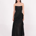 Long Black Draped Dress - Endless - UAE Rental and Resale for Women's Fashion