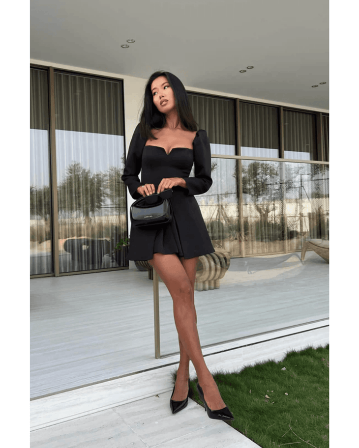 Long Sleeve A-Line Mini Dress - Endless - UAE Rental and Resale for Women's Fashion