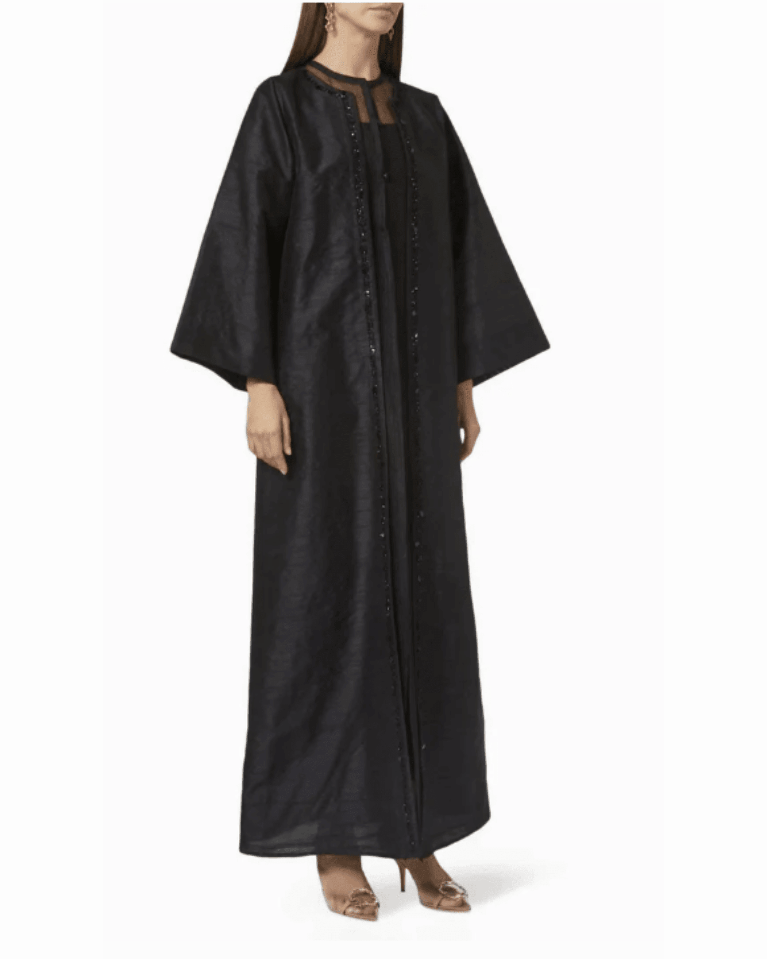 Long Sleeve Abaya in Raw Silk - Endless - UAE Rental and Resale for Women's Fashion