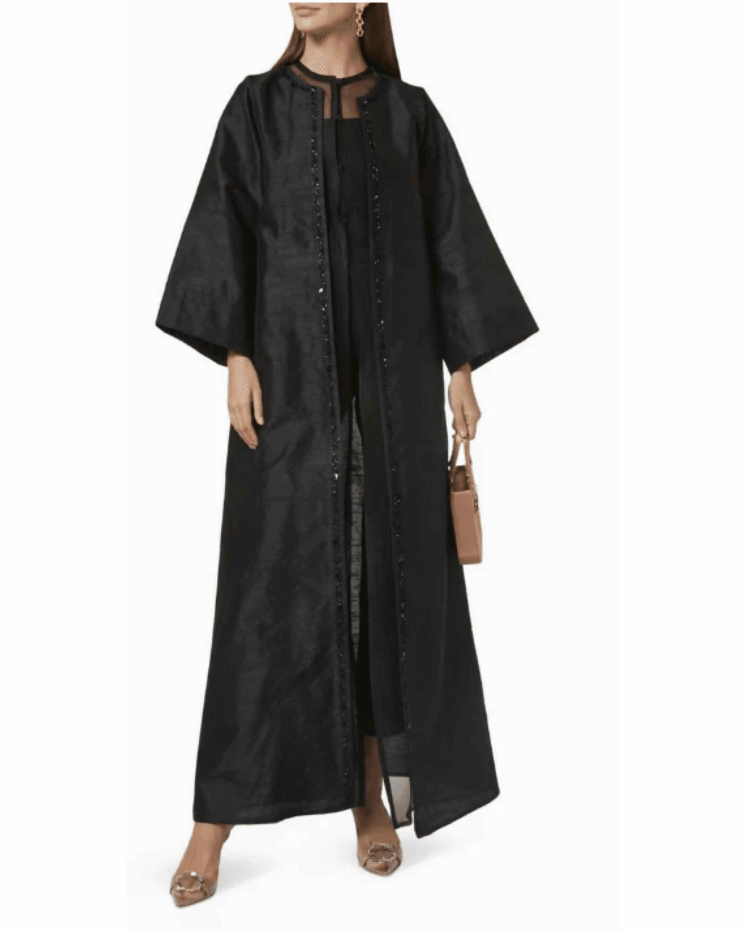 Long Sleeve Abaya in Raw Silk - Endless - UAE Rental and Resale for Women's Fashion