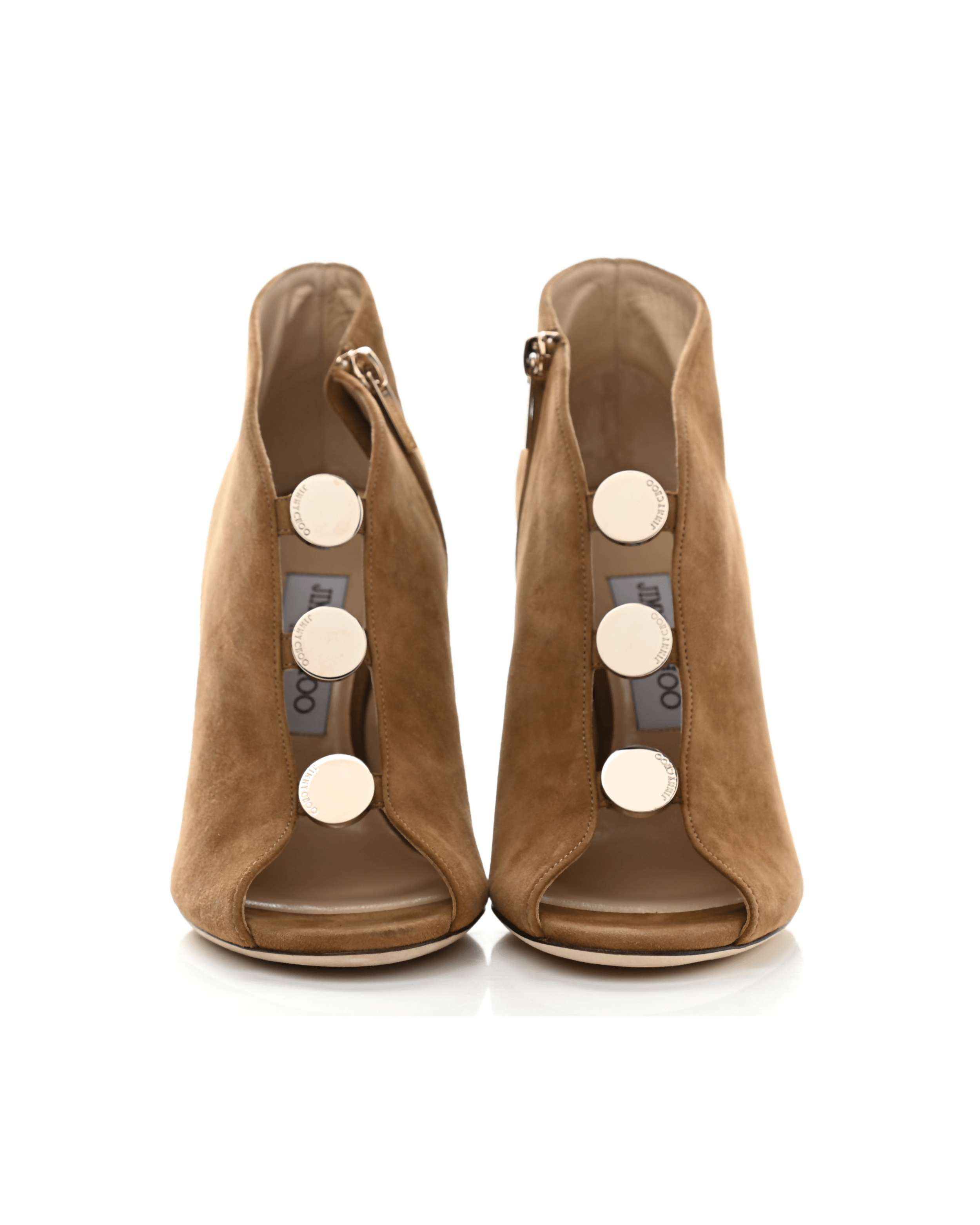 Lorna Caramel Suede Open Toe Booties - Endless - UAE Rental and Resale for Women's Fashion