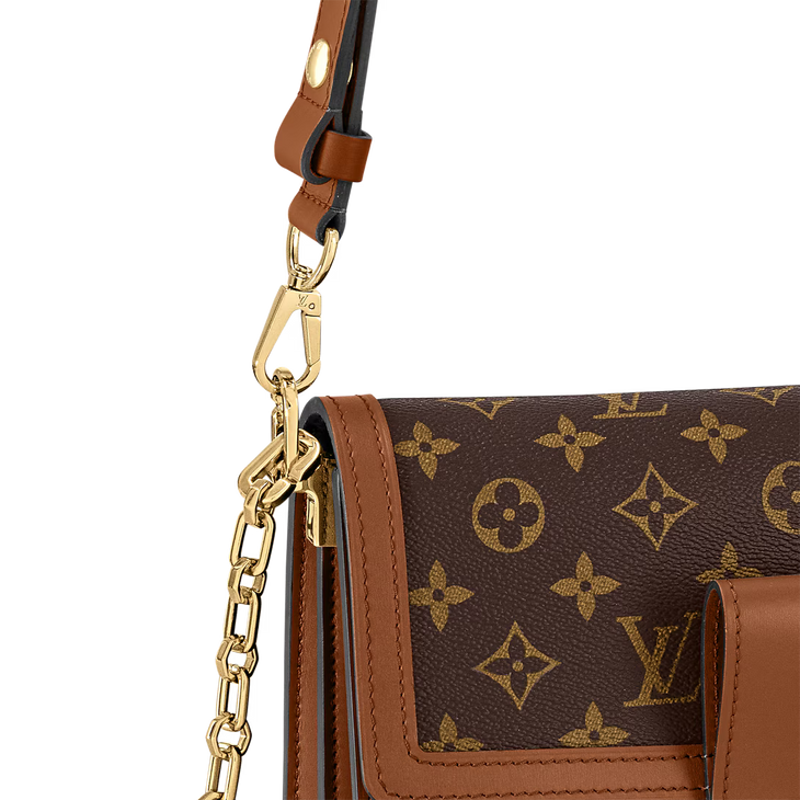 Classic monogram canvas shoulder bag with gold chain strap and brown leather trim — Louis Vuitton | Endless UAE