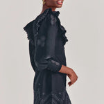 Black Tullia eyelet embroidered long sleeve dress with puffed sleeves — LoveShackFancy | Endless UAE