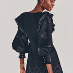 Black Tullia eyelet embroidered long sleeve dress with puffed sleeves — LoveShackFancy | Endless UAE