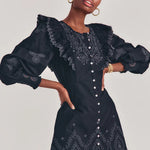 Black Tullia eyelet embroidered long sleeve dress with puffed sleeves — LoveShackFancy | Endless UAE